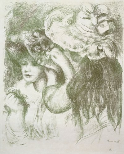 Przypinka do kapelusza, pierwsza deska; Pin Hat, pierwsza płyta, c.1897 autorstwa Pierre Auguste Renoir