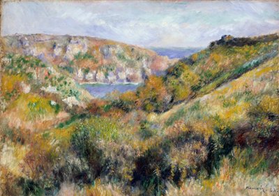 Wzgórza wokół zatoki Moulin Huet, Guernsey, 1883 r. autorstwa Pierre Auguste Renoir
