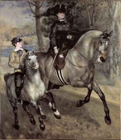 Jeźdźcy (lub jazda konna) w Bois de Boulogne. Obraz Pierre Auguste Renoir (Pierre-Auguste autorstwa Pierre Auguste Renoir