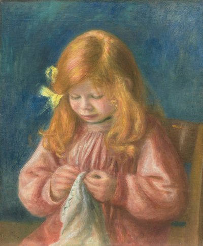 Szycie Jeana Renoira, 18991900. autorstwa Pierre Auguste Renoir