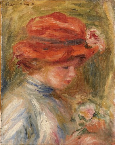 Nuori nainen punaisessa puolalaisessa hatussa autorstwa Pierre Auguste Renoir
