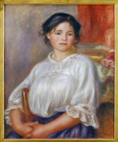 Młoda dziewczyna siedzi autorstwa Pierre Auguste Renoir