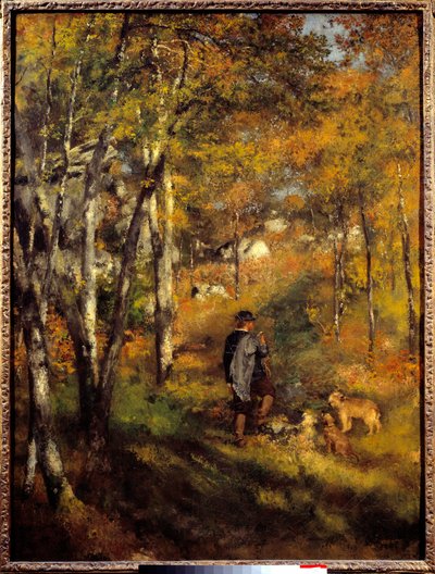 Jules Lecoeur i jego psy w lesie Fontainebleau. Obraz Pierre Auguste Renoir (1841-1919) autorstwa Pierre Auguste Renoir