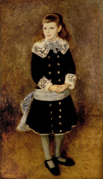 Dziewczyna z niebieskim paskiem... (olej na płótnie) autorstwa Pierre Auguste Renoir