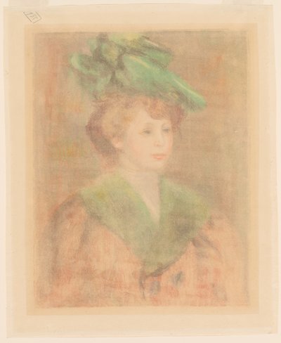 Dama w zielonym kapeluszu Mlle. Dieterle, koniec XIX-początek XX wieku. autorstwa Pierre Auguste Renoir