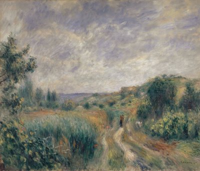 Krajobraz w pobliżu Essoyes Krajobraz z dwiema postaciami na trawie, 1892. autorstwa Pierre Auguste Renoir