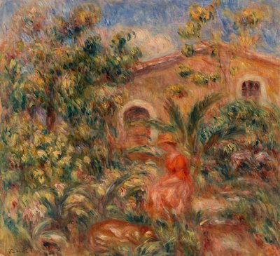 Krajobraz z kobietą i psem autorstwa Pierre Auguste Renoir