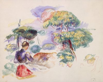 Krajobraz z dziewczyną, ca. 1890. autorstwa Pierre Auguste Renoir