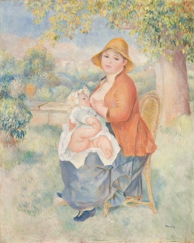 Macierzyństwo lub Kobieta karmiąca piersią swoje dziecko (Madame Renoir i jej syn) autorstwa Pierre Auguste Renoir