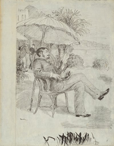 Na tarasie hotelu w Bordighera: malarz Jean Martin przegląda swój rachunek (ilustracja do „Etykiety”) Edmonda Renoira autorstwa Pierre Auguste Renoir
