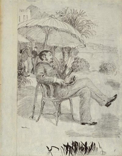 Na tarasie hotelu w Bordighera: malarz Jean Martin przegląda swój rachunek, 1881 r. autorstwa Pierre Auguste Renoir