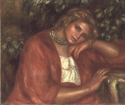 Zamyślona młoda kobieta autorstwa Pierre Auguste Renoir