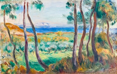 Sosny w pobliżu Cagnes, ok. 1910 (olej na płótnie) autorstwa Pierre Auguste Renoir