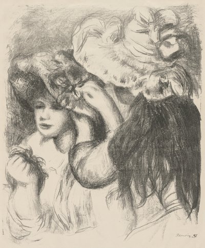Przypinanie kapelusza autorstwa Pierre Auguste Renoir
