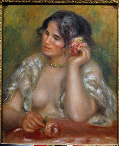 Portret Gabrielle z różą (1878 - 1959). Obraz Pierre
