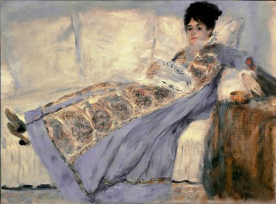 Portret Madame Monet (Camille Madame Monet, która czyta gazetę „”Le Figaro””) - Obraz Pierre Auguste Renoir (Pierre-Auguste autorstwa Pierre Auguste Renoir