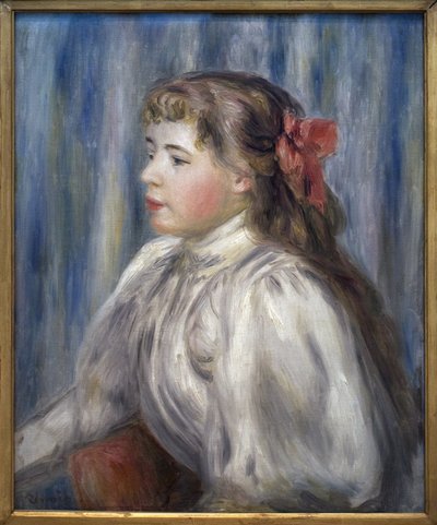 Portret młodej dziewczyny. Obraz Pierre Auguste Renoir (1841-1919), olej na płótnie, ok. 1892. Sztuka francuska autorstwa Pierre Auguste Renoir