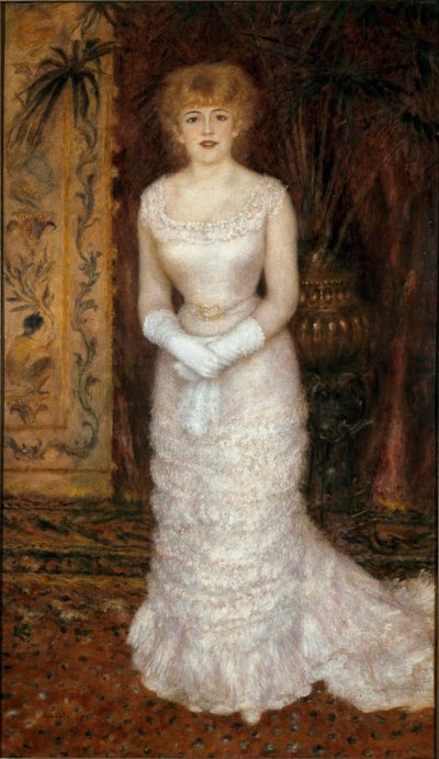 Portret aktorki Jeanne Samary (1857-1890) pieszo. Obraz Pierre Auguste Renoir (Pierre-Auguste autorstwa Pierre Auguste Renoir