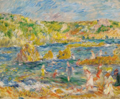 Guernsey Rocks z figurami na plaży Guernsey, 1883. autorstwa Pierre Auguste Renoir