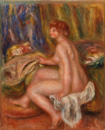 Siedząca kobieta nago, widok profilu autorstwa Pierre Auguste Renoir