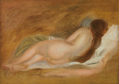 Spanie nago, widok z tyłu, tło ochry; Naga kanapa, widziana z tyłu, na tle ochry, ok. 1885 r. autorstwa Pierre Auguste Renoir