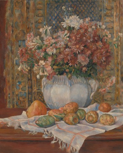 Martwa natura z kwiatami i opuncjami, ok. 1885 (olej na płótnie) autorstwa Pierre Auguste Renoir