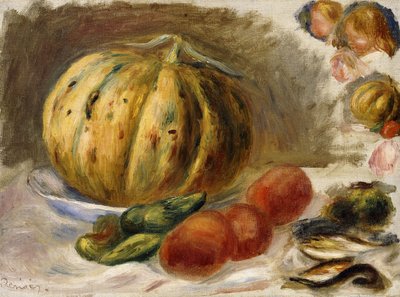Martwa natura z melonem i pomidorami; Natura Morte au Melon et Tomates, ok.1900 autorstwa Pierre Auguste Renoir