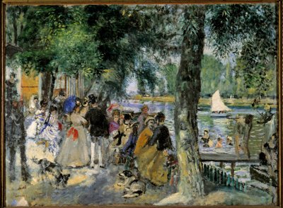 Pływanie w Sekwanie lub „La Grenouillere”. Kula kawiarniana w pobliżu Chatou. Obraz Pierre Auguste Renoir (1841-1919) 1860 Moskwa, Muzeum Puszkina autorstwa Pierre Auguste Renoir