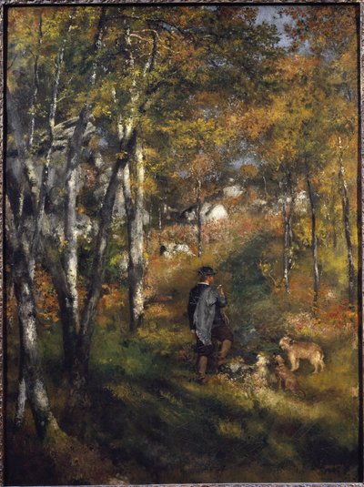 Malarz Jules Le Coeur z psami w lesie Fontainebleau Obraz Pierre-Auguste Renoir (1841-1919) 1866 Dim 105x79 cm Sao Paulo, Museum of Art, Brazylia autorstwa Pierre Auguste Renoir