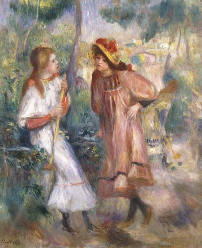 Dwie dziewczyny w ogrodzie na Montmartre; Dwie dziewczyny w ogrodzie Montmartre, 1895 autorstwa Pierre Auguste Renoir