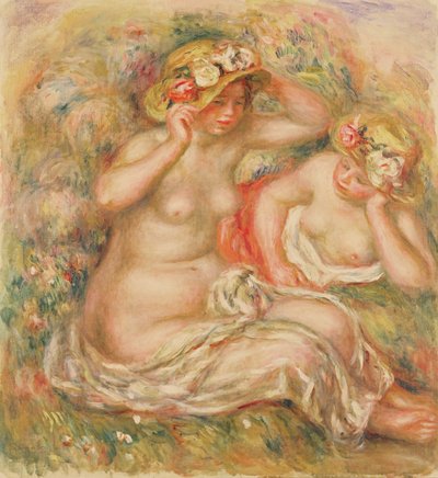 Dwa akty w kapeluszach autorstwa Pierre Auguste Renoir
