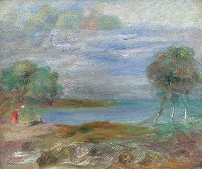 Dwie osoby na brzegu wody autorstwa Pierre Auguste Renoir