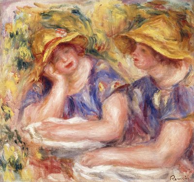 Dwie kobiety w niebieskich sukienkach autorstwa Pierre-Auguste Renoir