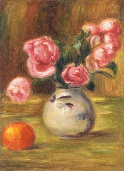 Wazon róż i pomarańczy, 1910 autorstwa Pierre Auguste Renoir