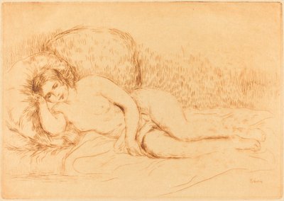 Leżąca na kanapie Femme kobieta, 1906. autorstwa Pierre Auguste Renoir