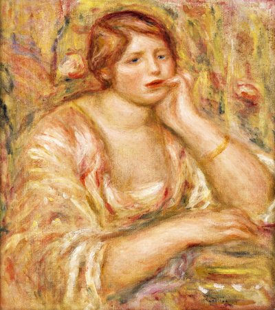 Kobieta z Ręką Jej Twarz; Femme de Face, Accoudee, 1919 autorstwa Pierre Auguste Renoir