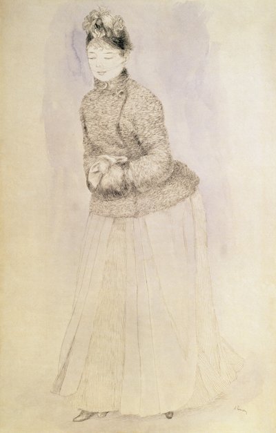 Kobieta z mufką autorstwa Pierre Auguste Renoir