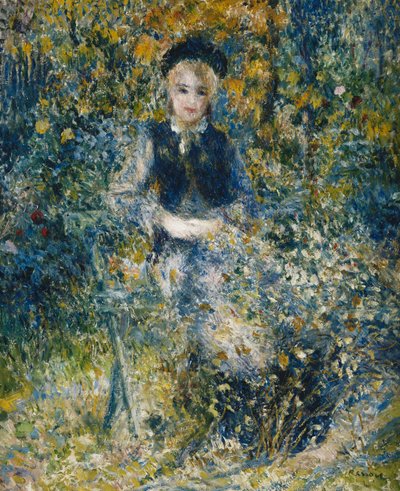 Młoda dziewczyna na ławce; Młoda dziewczyna na ławce, 1875 autorstwa Pierre Auguste Renoir