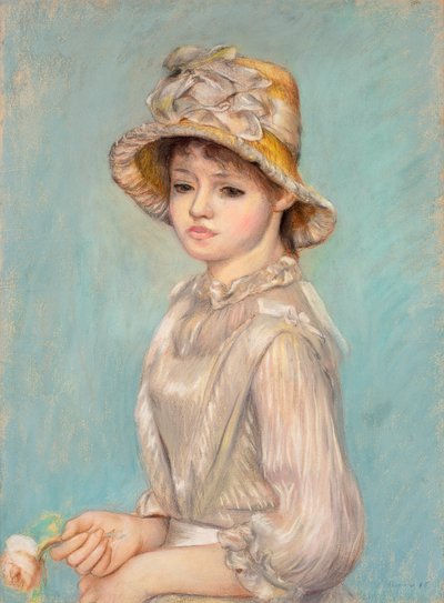 Młoda dziewczyna z różą autorstwa Pierre Auguste Renoir