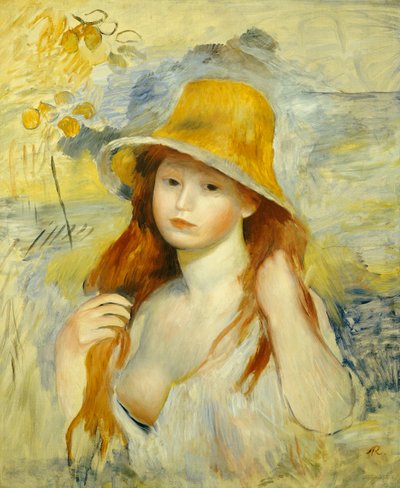 Młoda dziewczyna w słomkowym kapeluszu, 1884 autorstwa Pierre Auguste Renoir