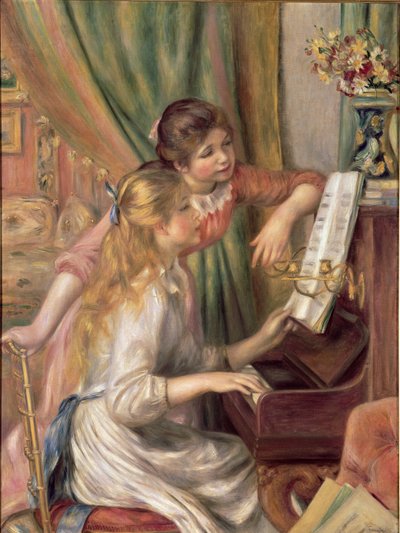 Młode dziewczyny przy fortepianie autorstwa Pierre Auguste Renoir