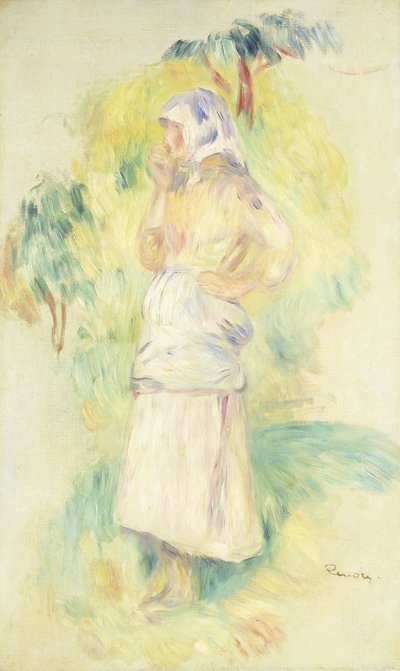 Młody chłop je jabłko; Wieśniaczka je jabłko, ok. 1894 r. autorstwa Pierre Auguste Renoir