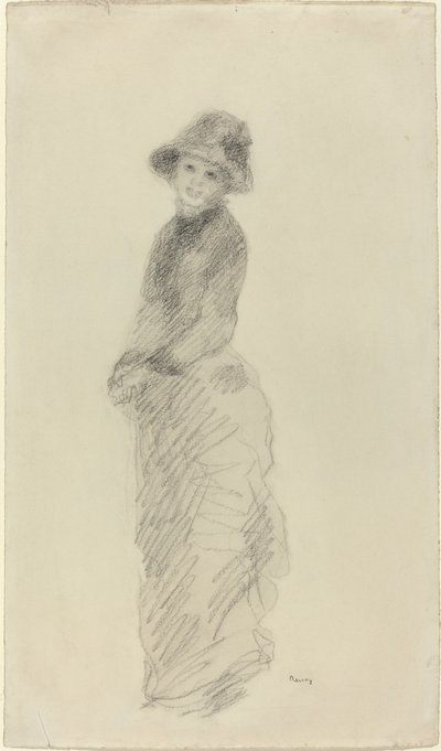 Młoda kobieta stojąca, c. 1880. autorstwa Pierre Auguste Renoir