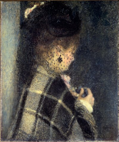 Młoda kobieta z małym welonem, ok. 1870 (olej na płótnie) autorstwa Pierre Auguste Renoir