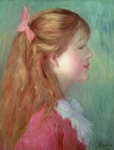 Młoda dziewczyna z długimi włosami z profilu, 1890 autorstwa Pierre Auguste Renoir