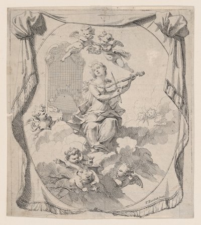 Św. Cecylia na chmurach podtrzymywanych przez anioły, 1696., 1696. autorstwa Pierre Berchet