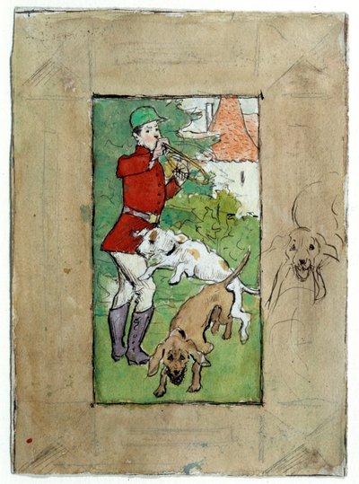 Łowca ze swoimi psami Rysunek autorstwa Pierre Bonnard autorstwa Pierre Bonnard