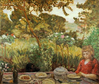 Koniec posiłku w ogrodzie autorstwa Pierre Bonnard