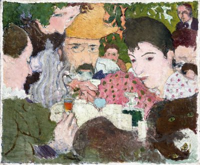 Degustacja w ogrodzie, ok. 1891 (olej, długopis i czarny tusz na ołówku na płótnie) autorstwa Pierre Bonnard