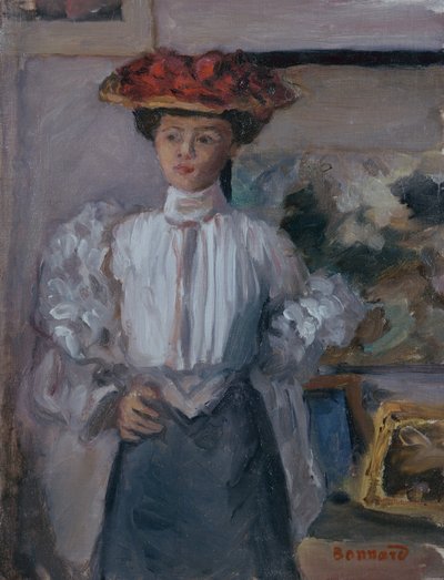Dziewczyna w kapeluszu (olej na płótnie) autorstwa Pierre Bonnard